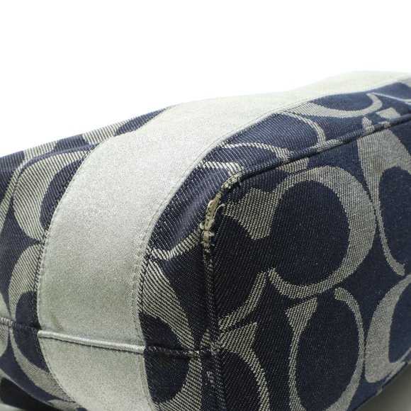 Coach Monogram Denim and Gray Canvas Shoulder Bag Purse - Picture 7 of 15